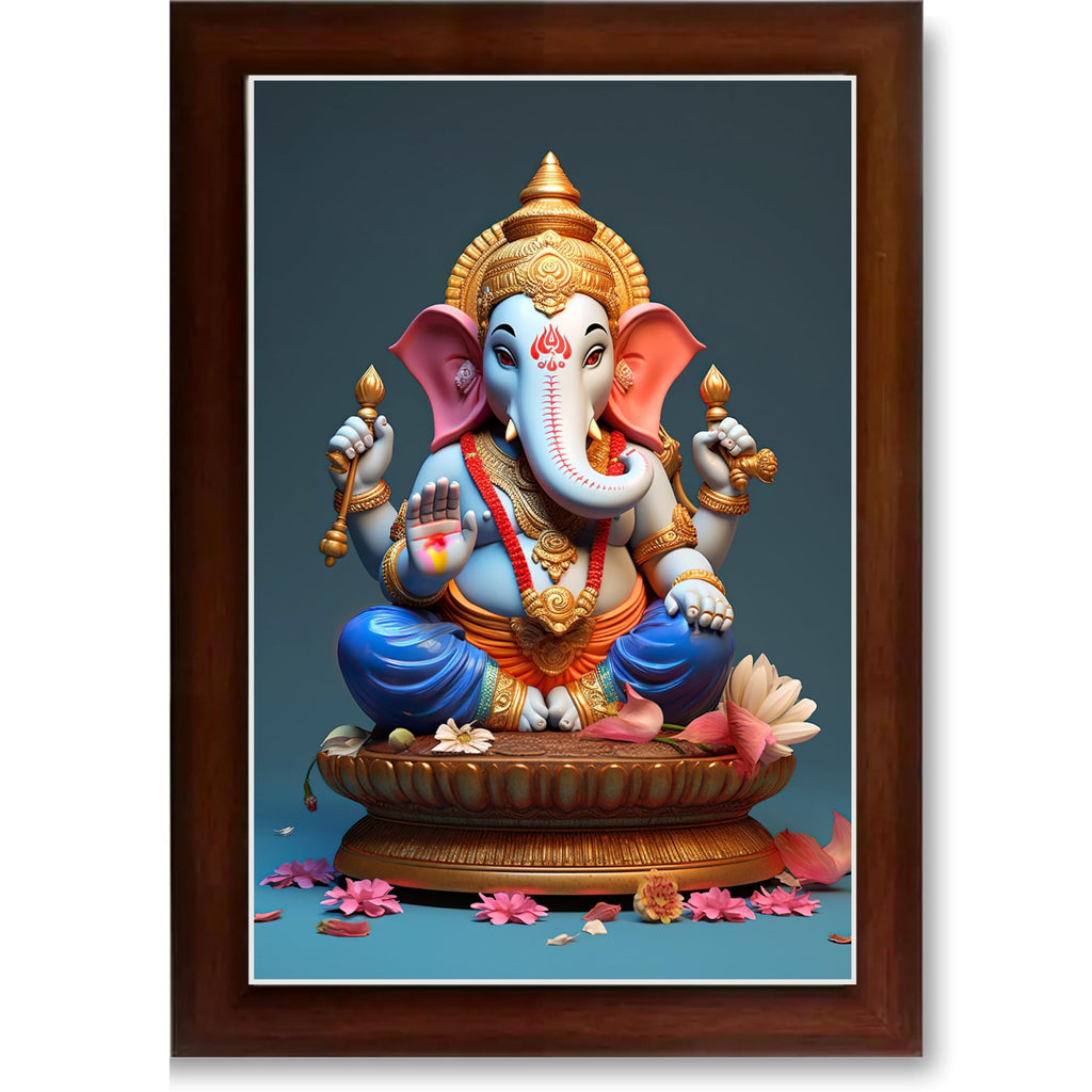 CRAFT QUEST Lord Ganesha Abstract Modern Wall Painting With Frame For Home and Office Décor