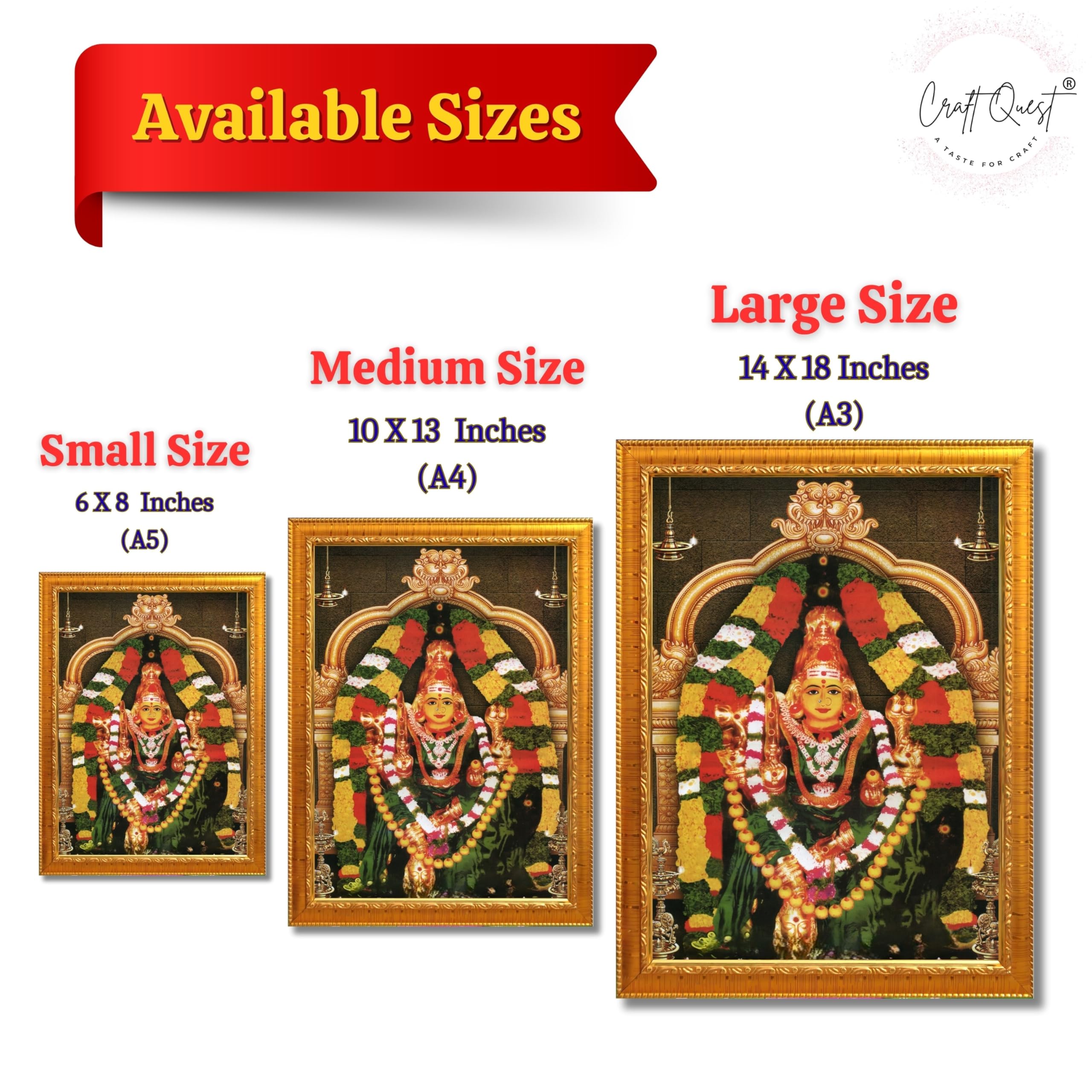 CRAFT QUEST Vijayawada Kanaka Durga Devi Durgamma Wall Photo Framed | South God Frame for Home, Office, Temple & Gifting