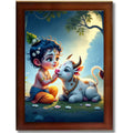 CRAFT QUEST Bal Gopal Makhan Chor Wall Photo Frame | Hindu God Kanha Devotional Home Decor | Gift Item