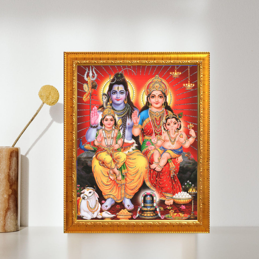 CRAFT QUEST Shiv Parivar Religious Wood Photo Frame with Acrylic glass