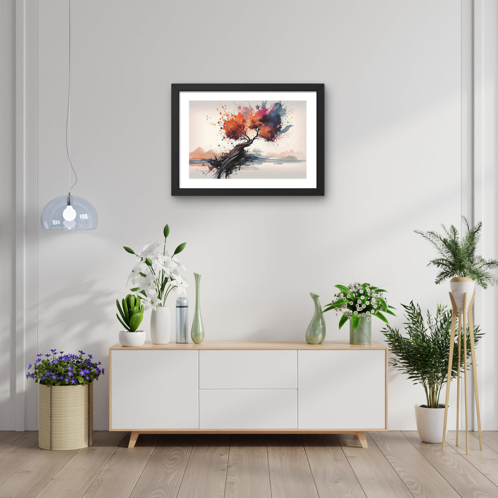CRAFT QUEST Abstract Tropical Reverie Modern Art Poster Frame for Home & Office Wall Decoration - Portrait, Wall Display (Black, 14x10 Inch Frame with Art Print)
