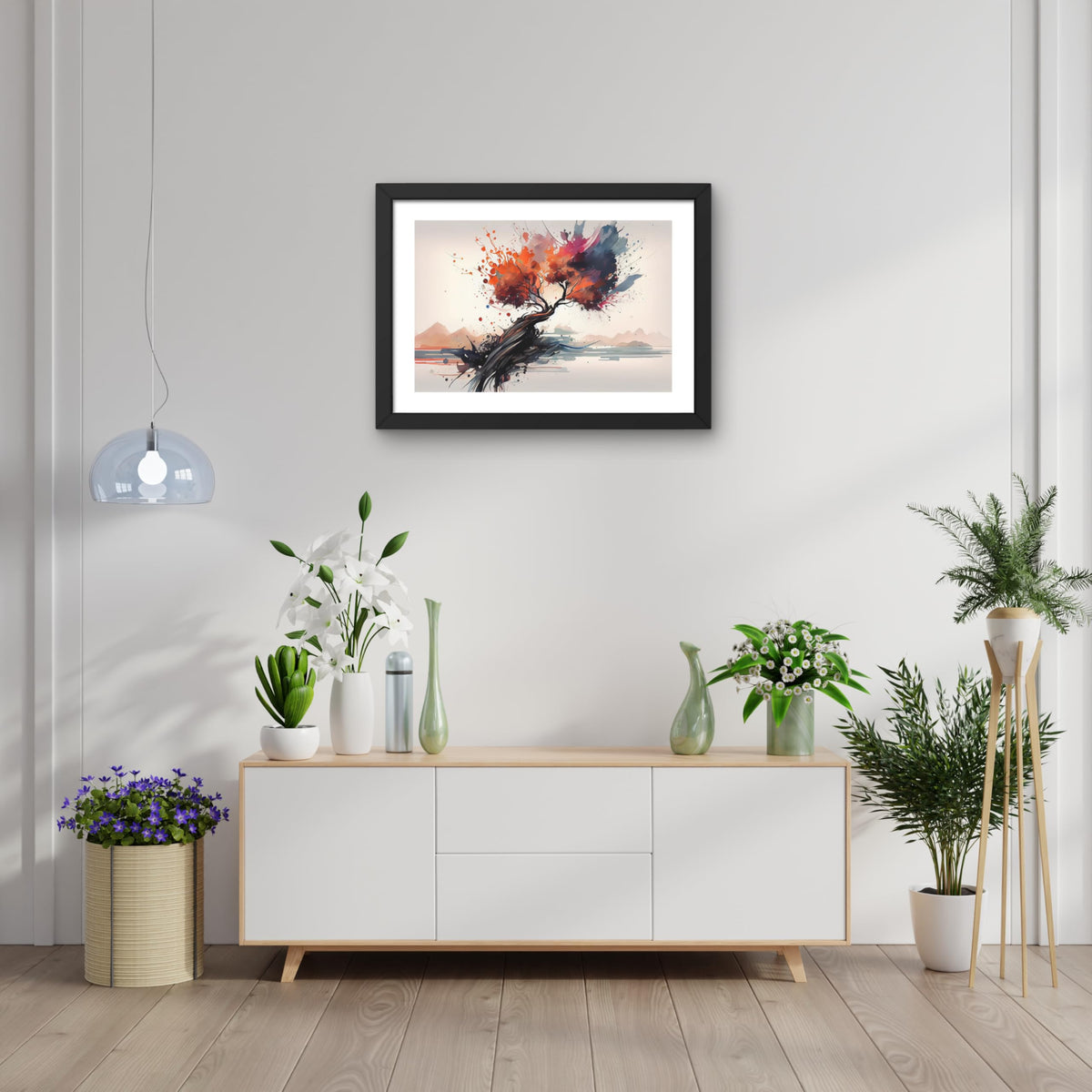 CRAFT QUEST Abstract Tropical Reverie Modern Art Poster Frame for Home & Office Wall Decoration - Portrait, Wall Display (Black, 14x10 Inch Frame with Art Print)