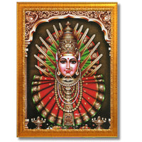 CRAFT QUEST Renuka Devi Yellamma Mata Ellamma Thalli Wall Painting Framed | South God Picture Frame for Home, Office, Temple & Gifting, Decor