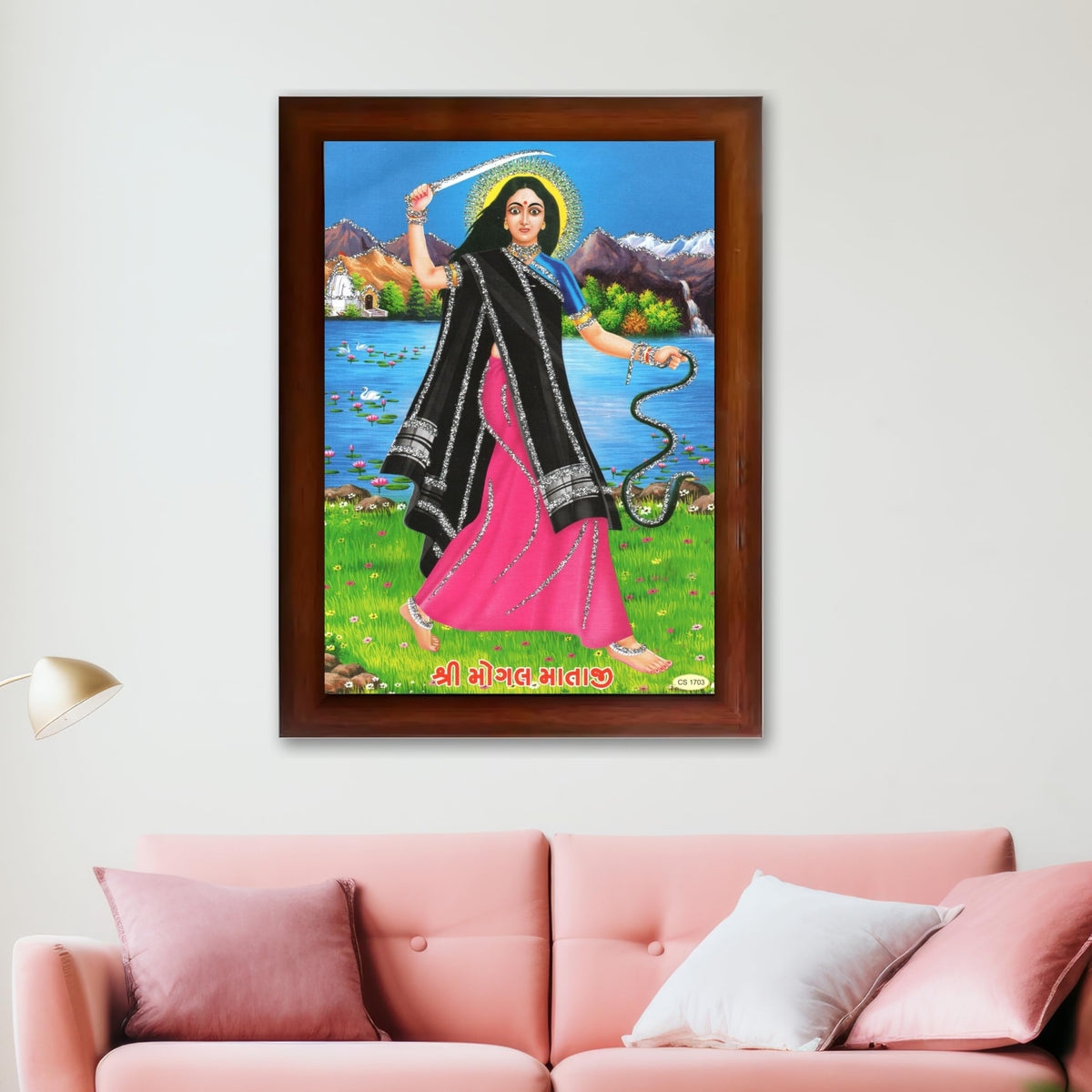 CRAFT QUEST Mogal Mataji Photo frame | Acrylic, Lightweight | Hindu God Spiritual Framed | Ideal for Home, Office, Temple & Puja Room, Wall Decor