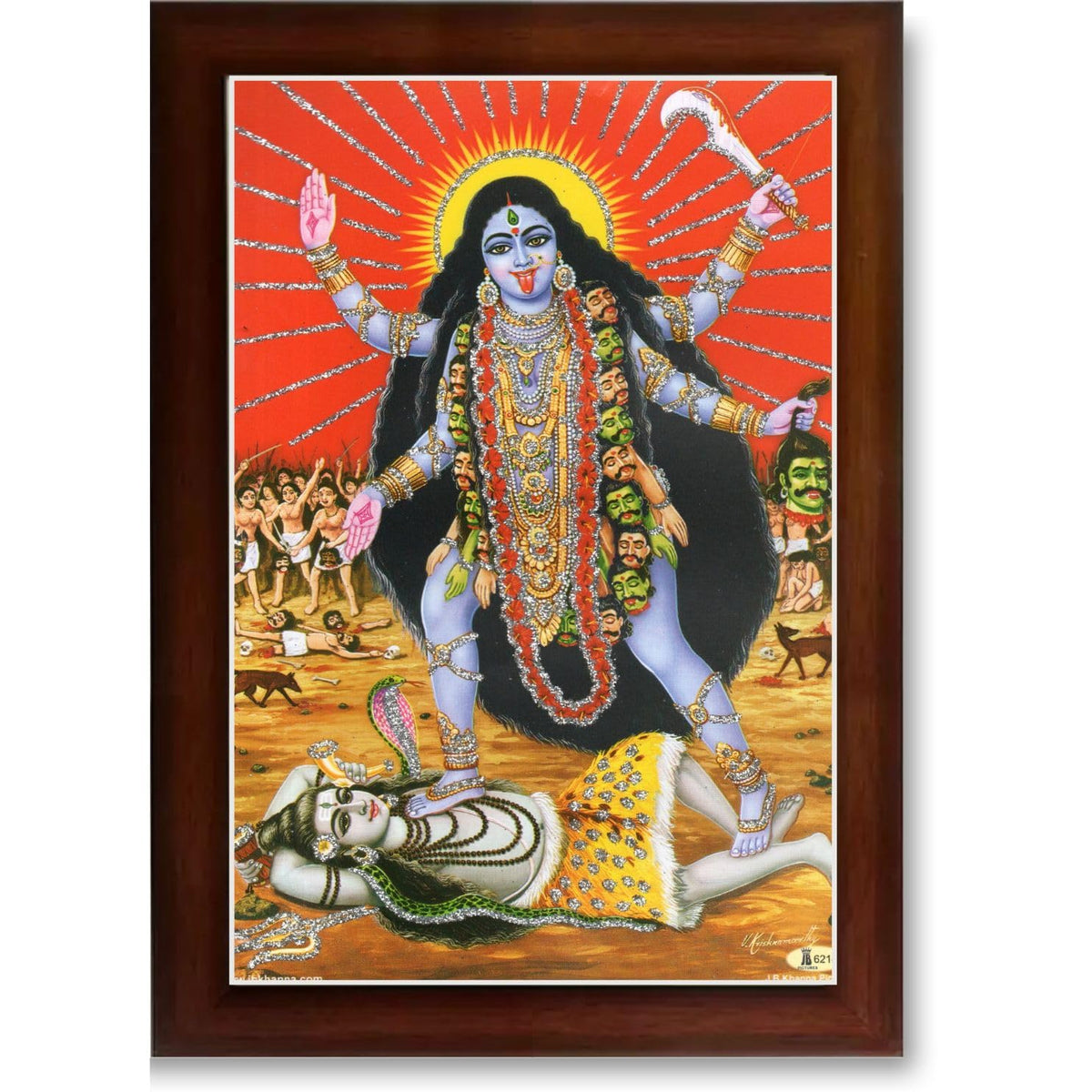 CRAFT QUEST Kali Mata photo with frame, God Religious Framed With Acrylic Glass