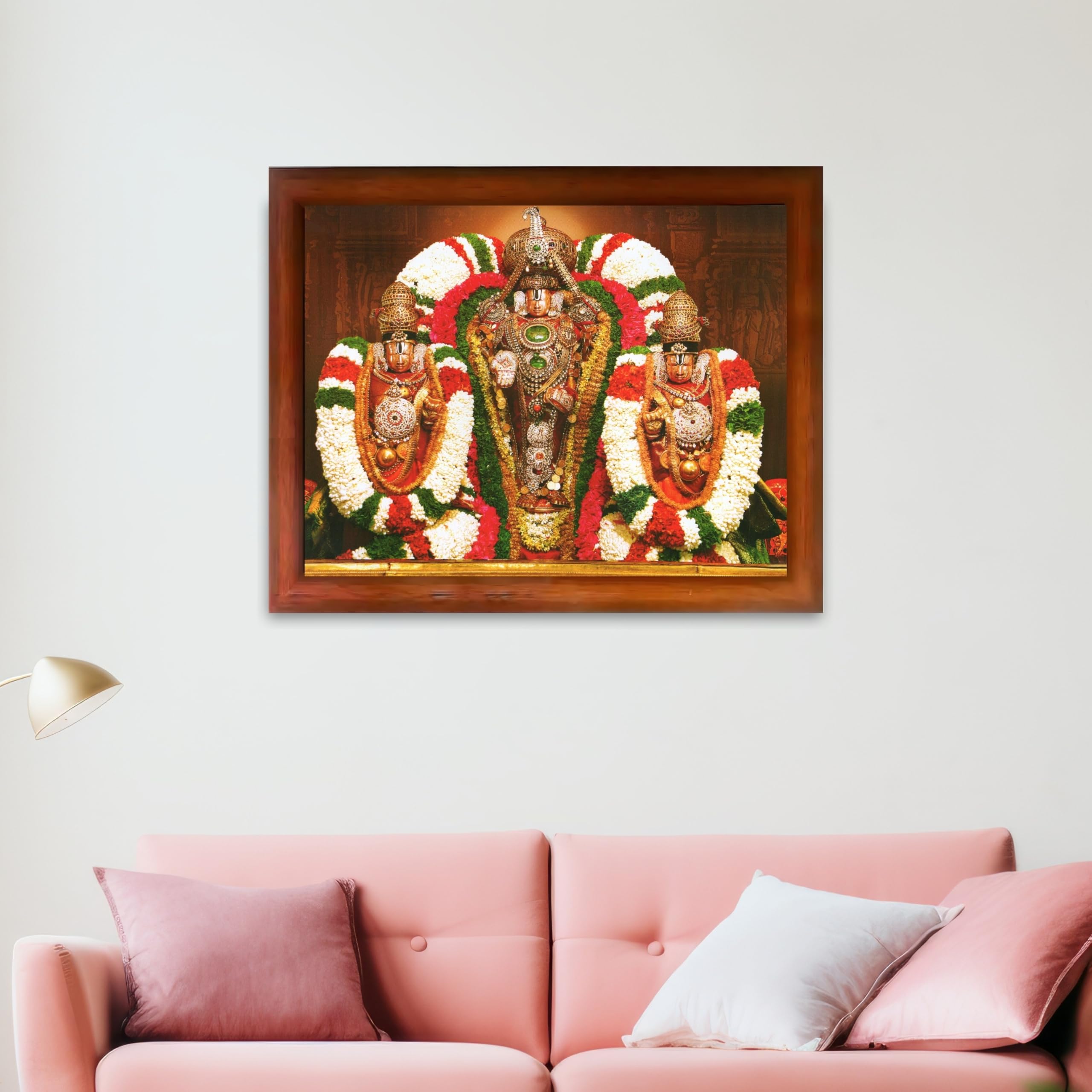 CRAFT QUEST Tirupati Balaji with Padmavati Photo Frame; sri; Venkateshwara; Wall Photo Frame | South God Frame for Home, Office, Temple & Gifting