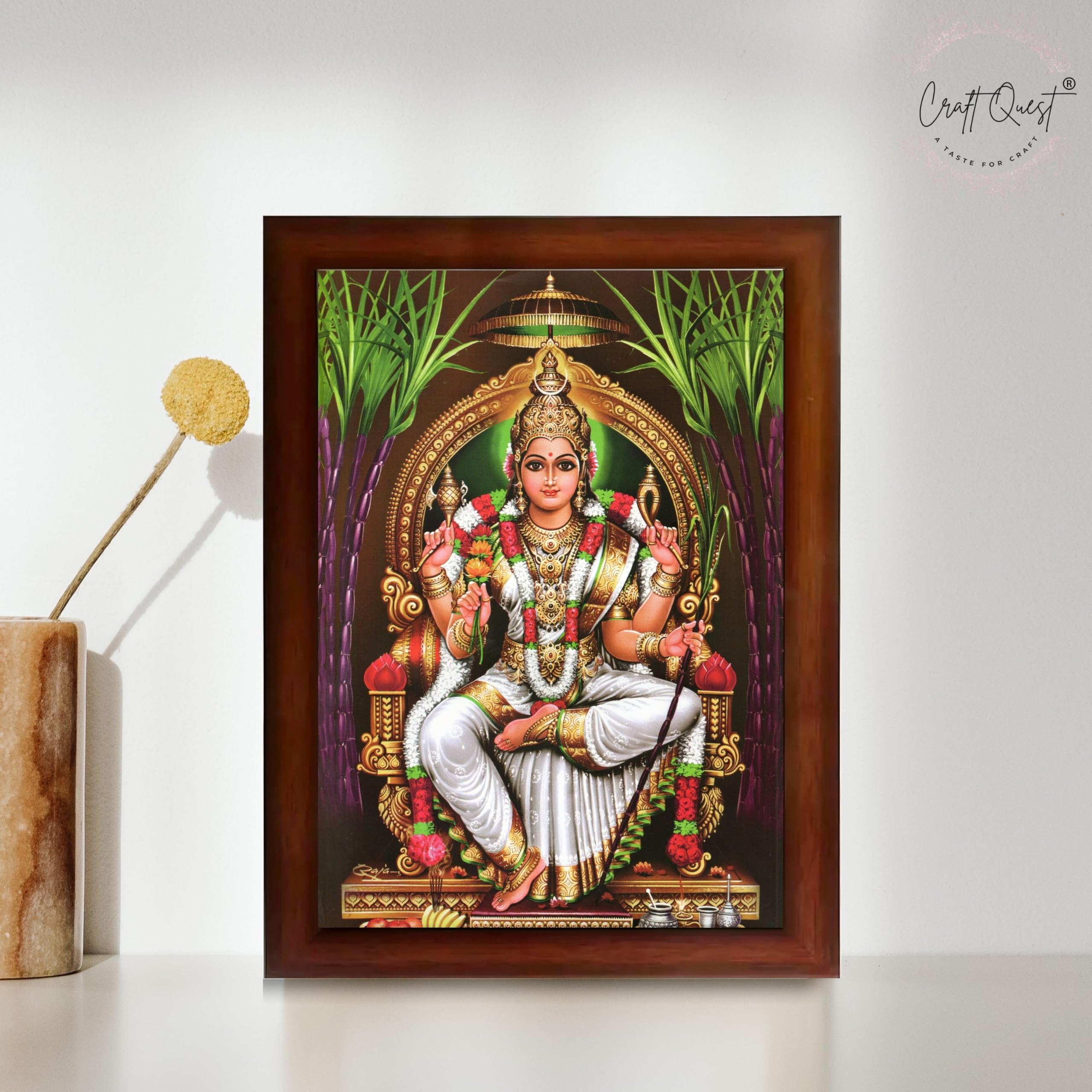 CRAFT QUEST Lalitha Devi Tripura Sundari Mata Wall Painting Photo Framed | South God Picture Frame for Home, Office, Temple & Gifting, Decor