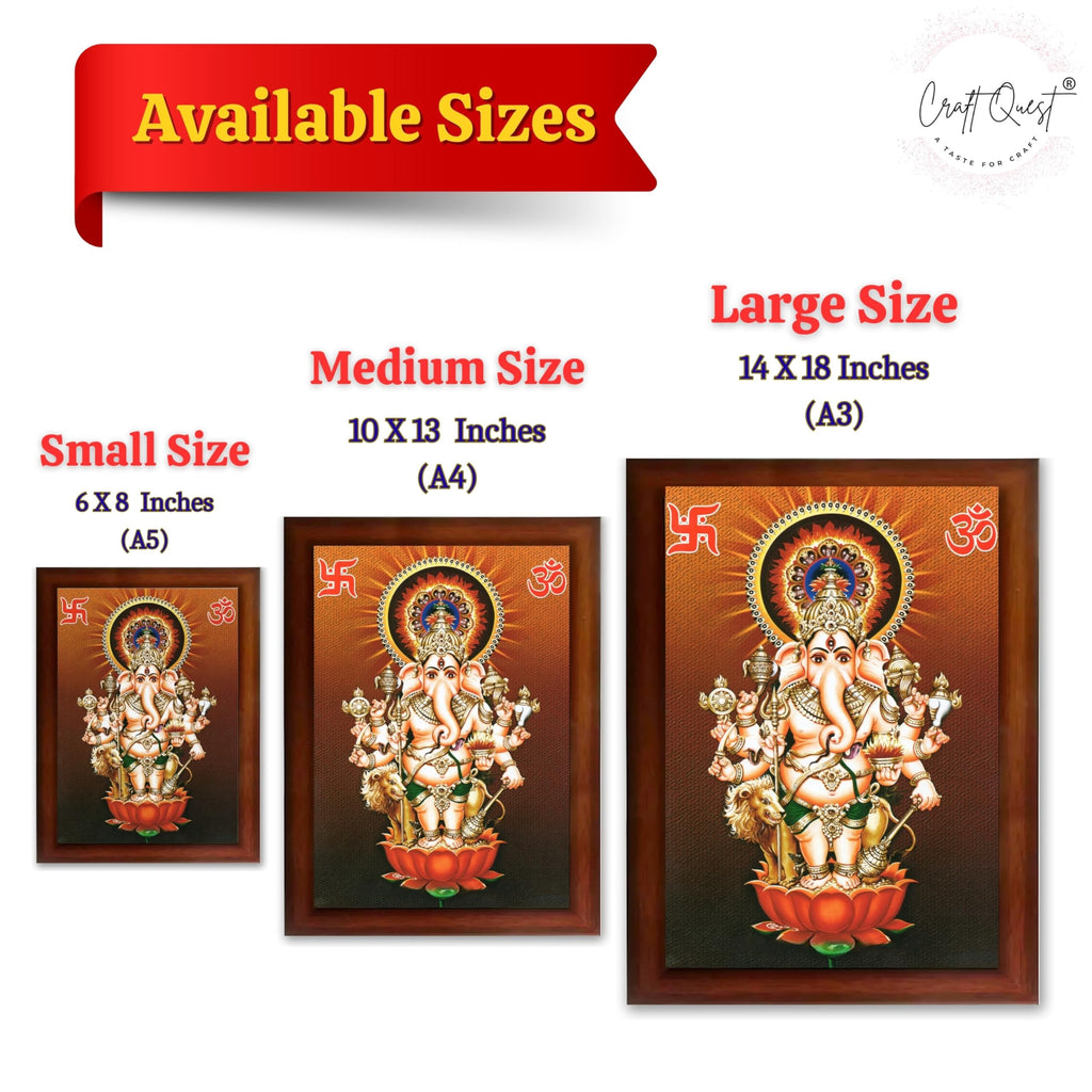 CRAFT QUEST Drishti Ganapati ji for Entrance Vastu Ganesha Wall Painting Framed Home Decor | Religious God Picture Frame for Home, Office, Temple & Gifting