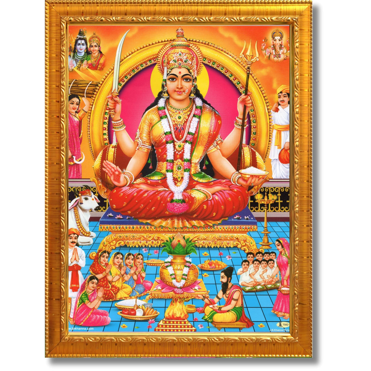 CRAFT QUEST Santoshi MataJi Color Photo Frame for Home Temple and Devotional Décor Item