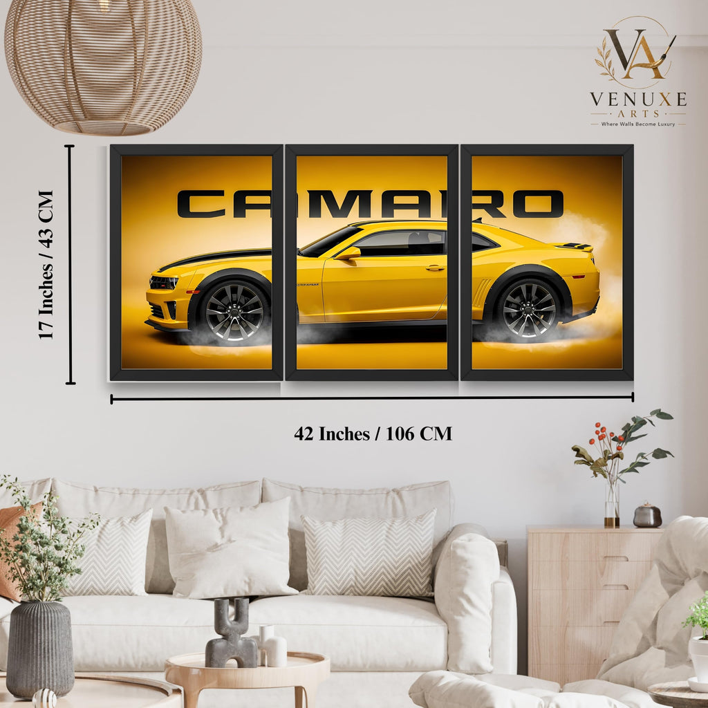 VENUXE ARTS Set Of 3 Big Sports Cars Framed Posters Gift Items for Boys Room Wall Decoration Bedroom, Living Room, Office, Studio Décor | Car Poster Frame for Wall Décor