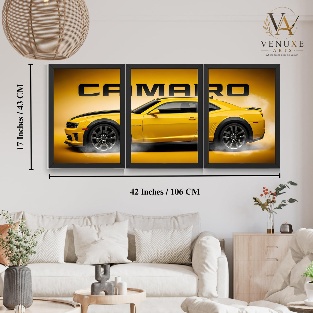 VENUXE ARTS Set Of 3 Big Sports Cars Framed Posters Gift Items for Boys Room Wall Decoration Bedroom, Living Room, Office, Studio Décor | Car Poster Frame for Wall Décor