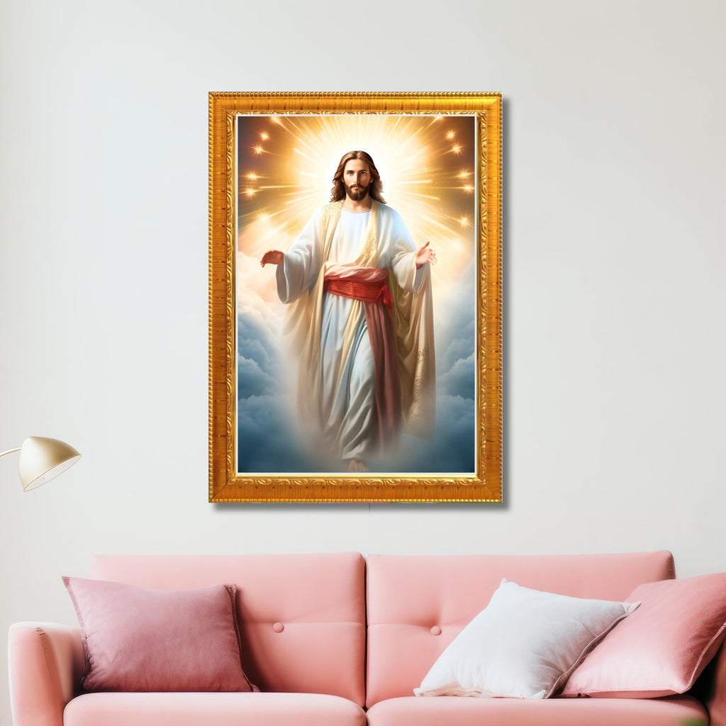 CRAFT QUEST Lord Jesus Christ Blessing Wall Artwork Wood Photo Frame Wall Hanging Gift Item
