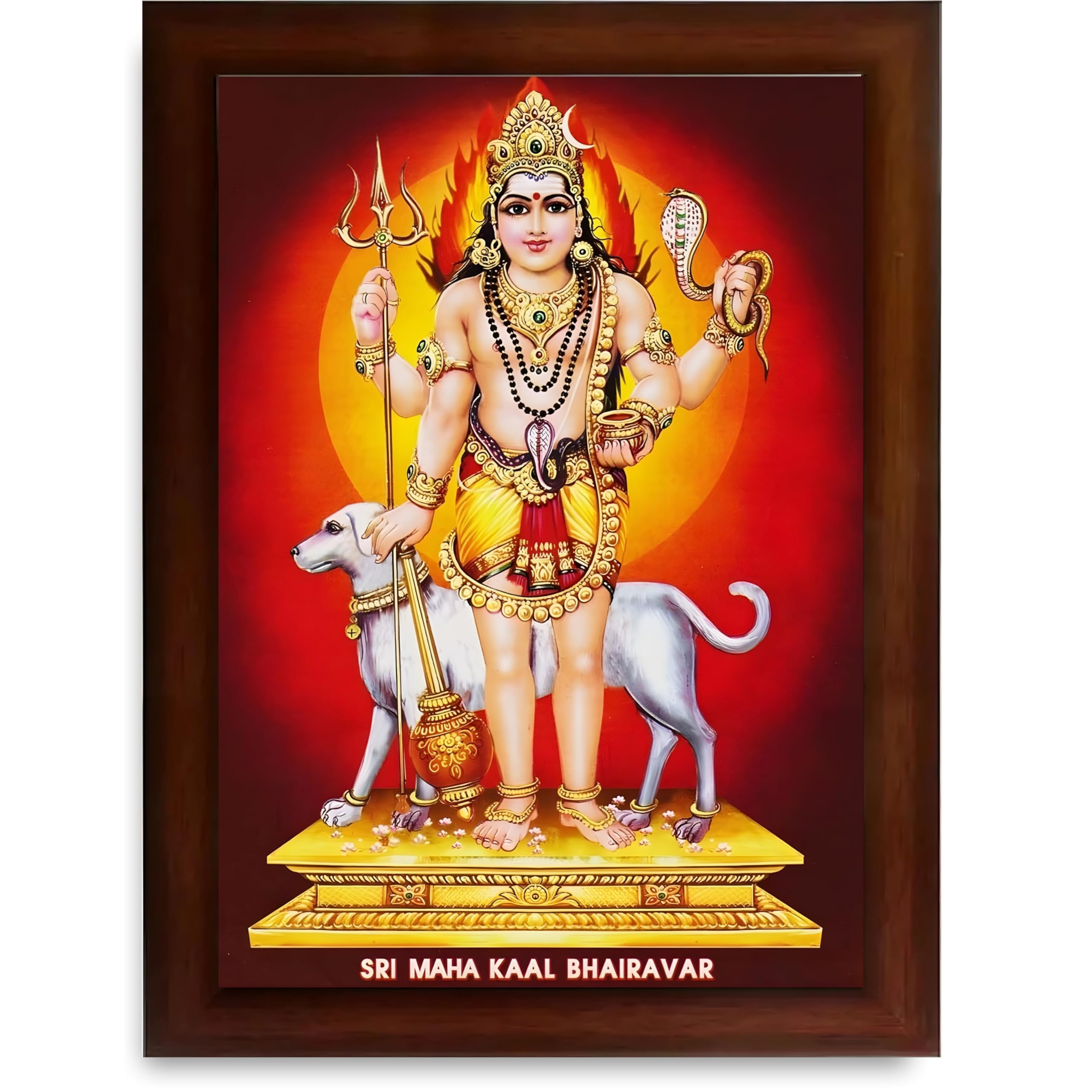 CRAFT QUEST Bhairava Kaal Bhairav Baba Bairava Photo Frame | Hindu God Spiritual Framed | Ideal for Home, Office, Temple & Puja Room, Wall Decor