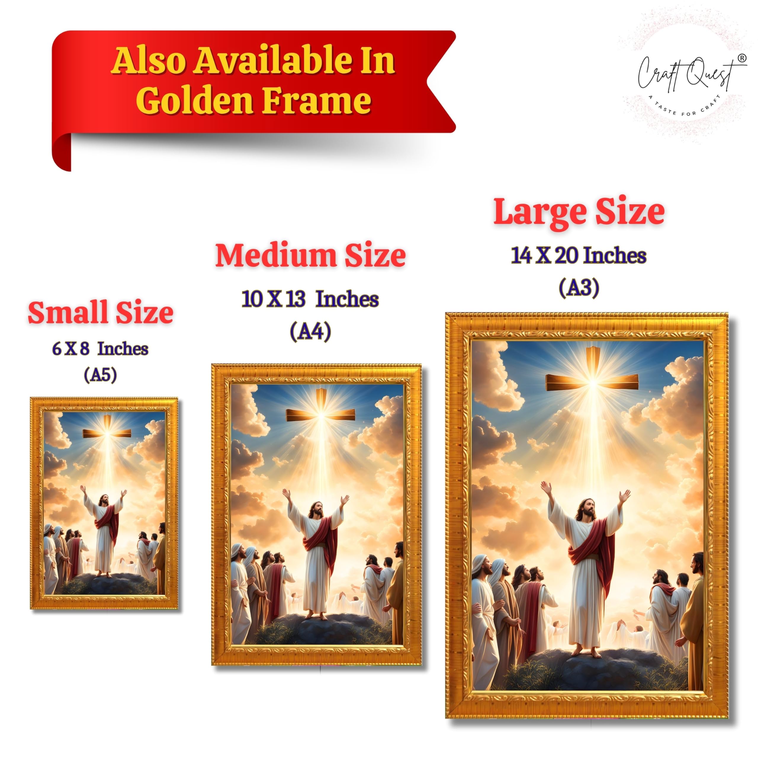 CRAFT QUEST Jesus Christ Photo Frame Spiritual Christian Wall Décor Item for Room and Prayer