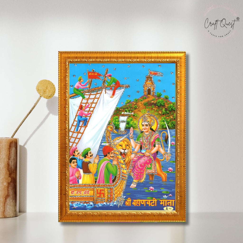 CRAFT QUEST Shri Vahanvati Mata Sikotar Maa Photo frame | Acrylic, Lightweight | Hindu God Spiritual Framed | Ideal for Home, Office, Temple & Puja Room, Wall Decor