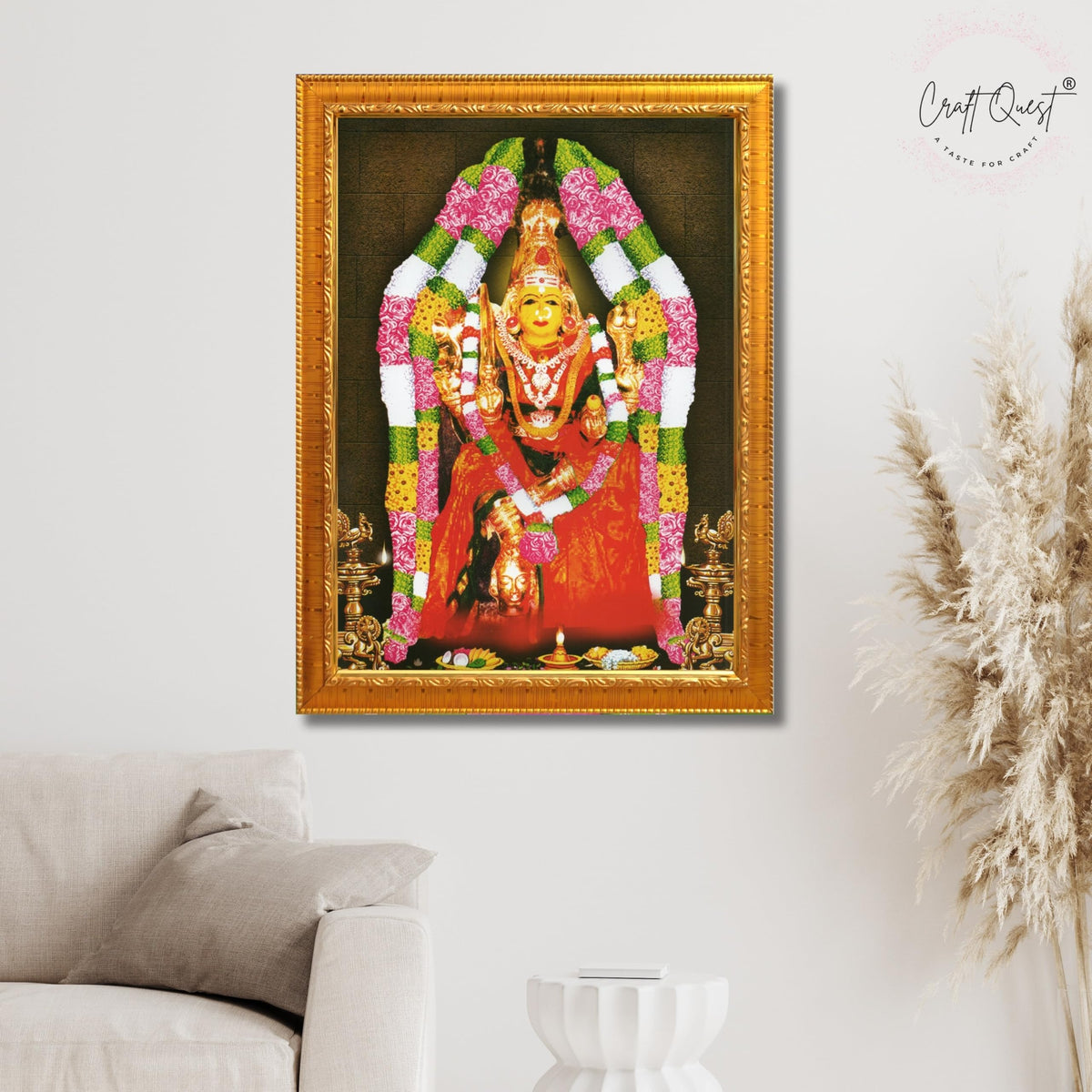 CRAFT QUEST Angala Parameswari Amman Angalamman Photo Frame For Walls, Room, Pooja,Home,Temple Décor Framed