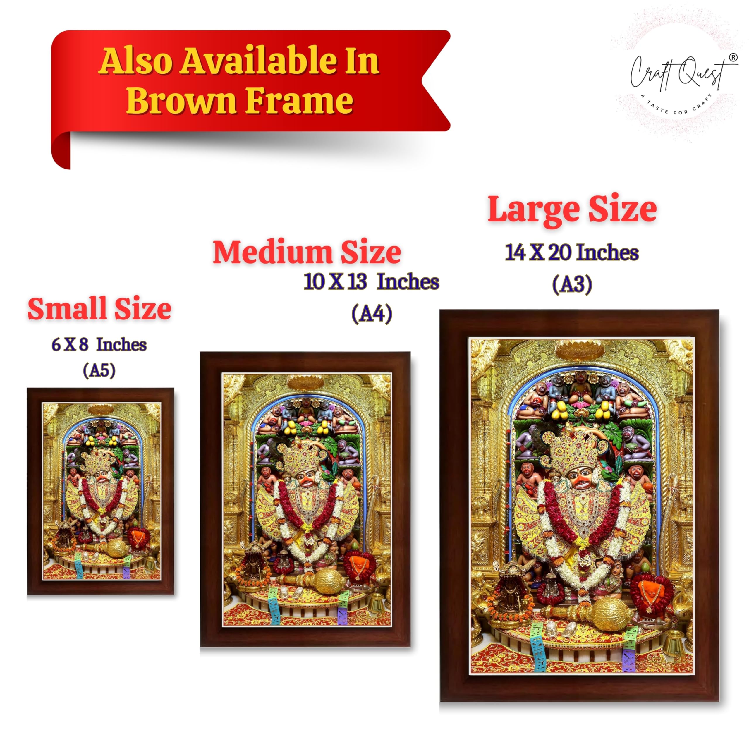 CRAFT QUEST Shree Kashtabhanjan Dev Hanumanji Salangpur Photo Frame Synthetic, Wall hangings