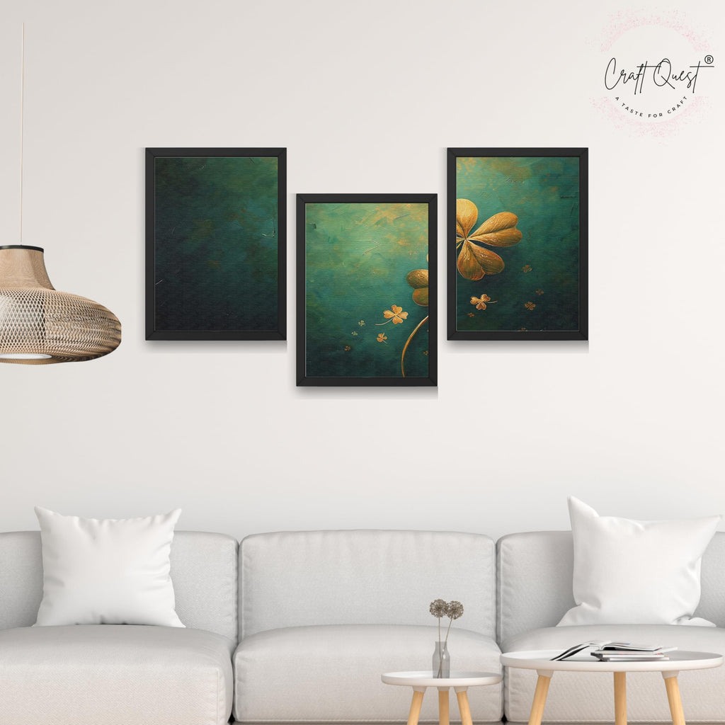 CRAFT QUEST Nature Inspired Flowers & Leaves Wall Art | Set of 3 Frames for Home Decoration | Ideal for Living Room, Bedroom & Offices