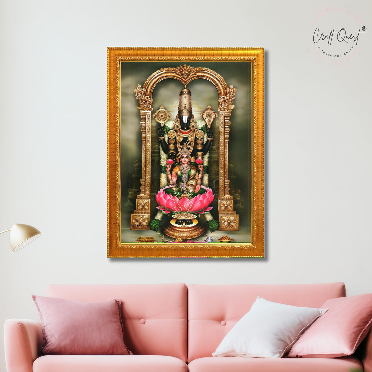 CRAFT QUEST Balaji Venkateshwara Tirupati Balaji Lakshmi venkateshwer Swamy Wall Photo Frame For Home, Temple, Pooja, Wall Décor Item