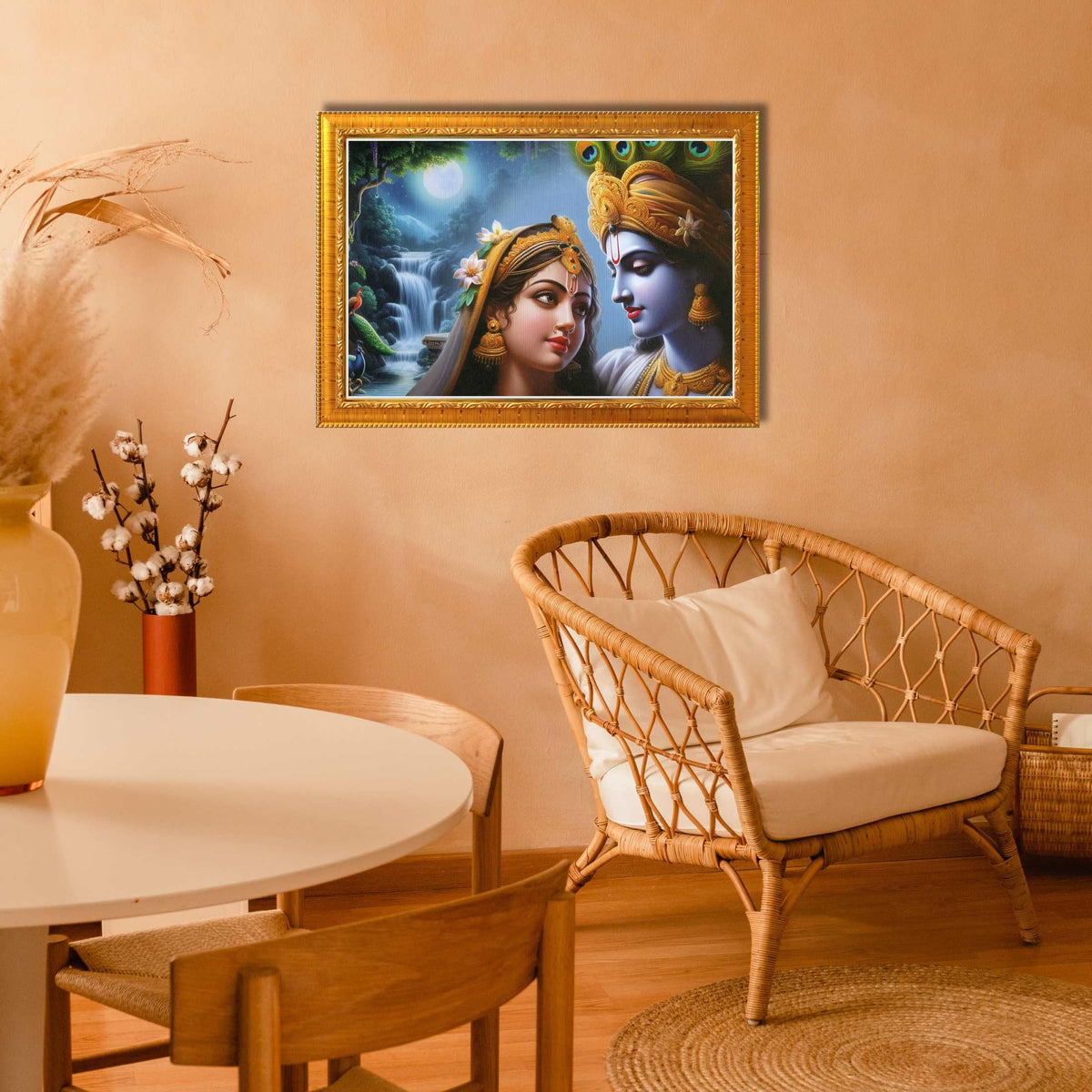 CRAFT QUEST Radha Krishna Art Photo Framed Painting for Home and Bedroom Wall Decoration of Size 14X10 Inches with Frame And Acrylic Glass RK206