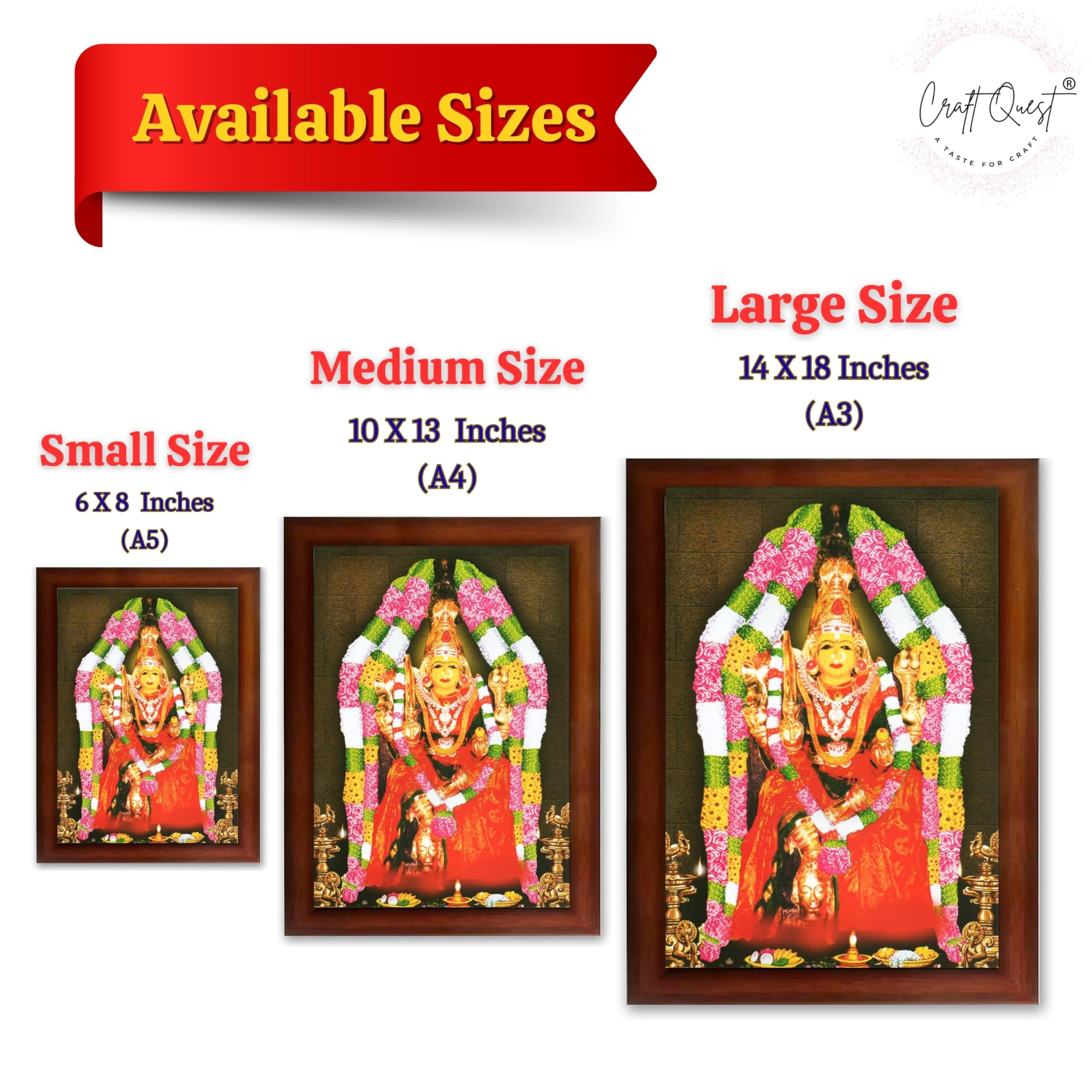 CRAFT QUEST Angala Parameswari Amman Angalamman Photo Frame For Walls, Room, Pooja,Home,Temple Décor Framed