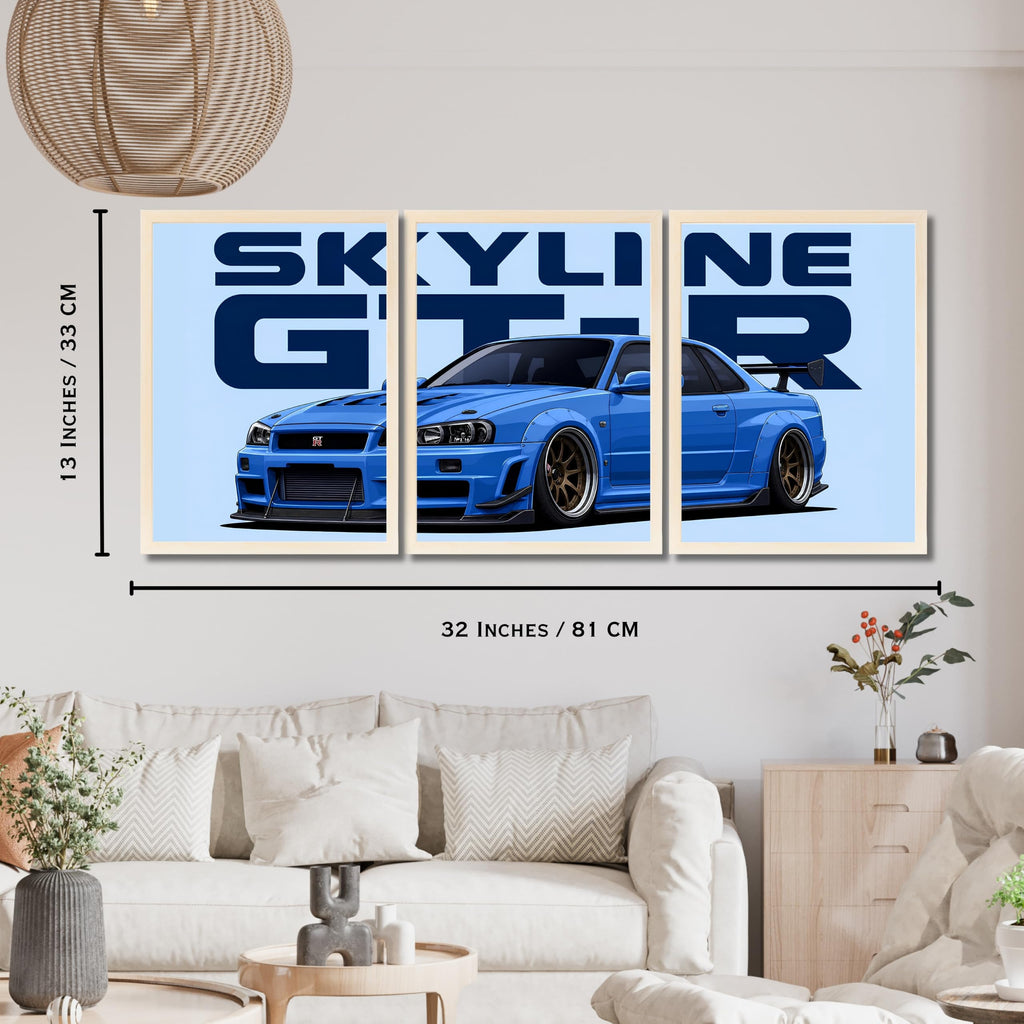 VENUXE ARTS Set Of 3 Big Sports Cars Framed Posters Gift Items for Boys Room Wall Decoration Bedroom Living Room Office Studio Décor | Car Poster Frame for Wall Décor