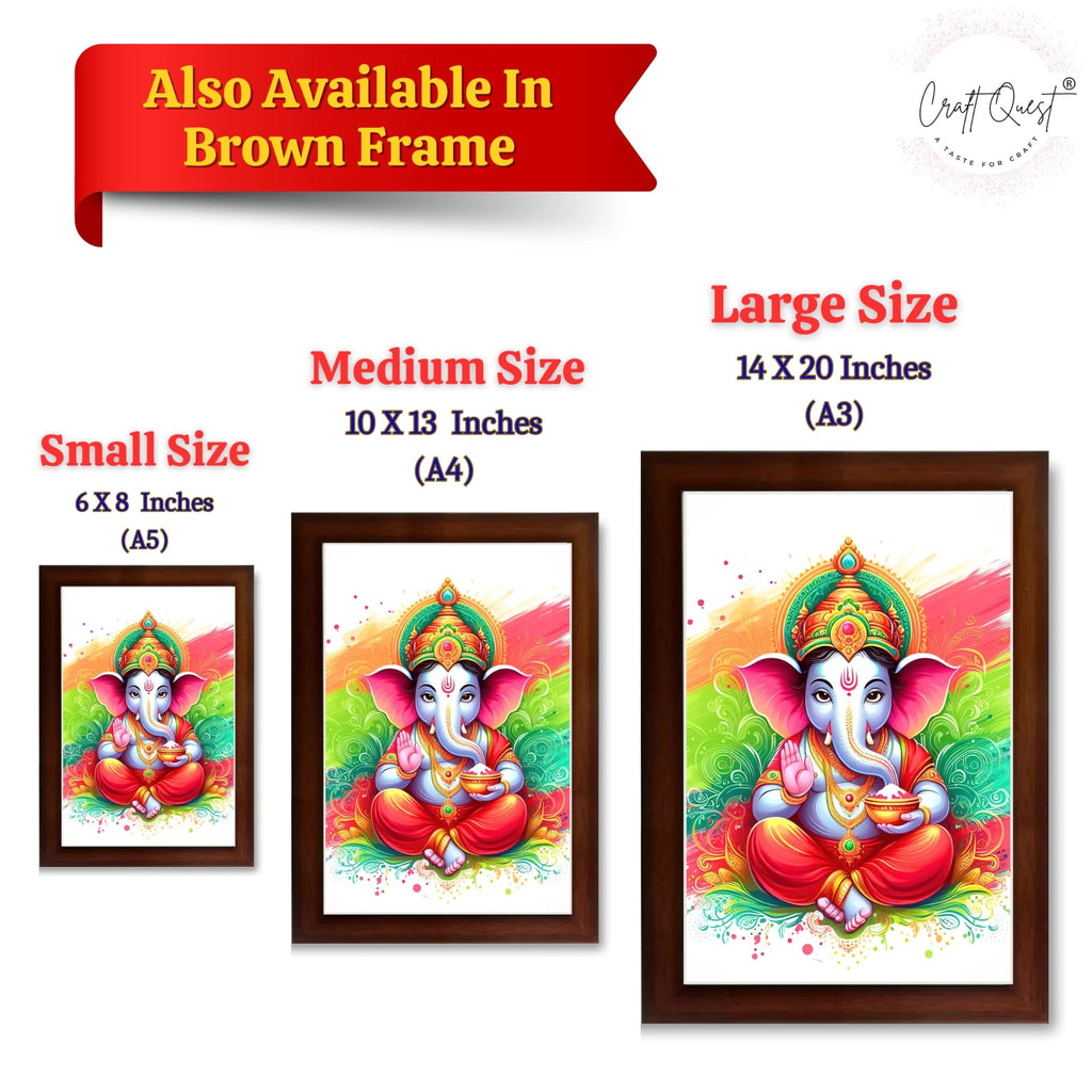 CRAFT QUEST Lord Ganesh ji Art Framed Wall Painting With Frame For Home and,Office Décor Items