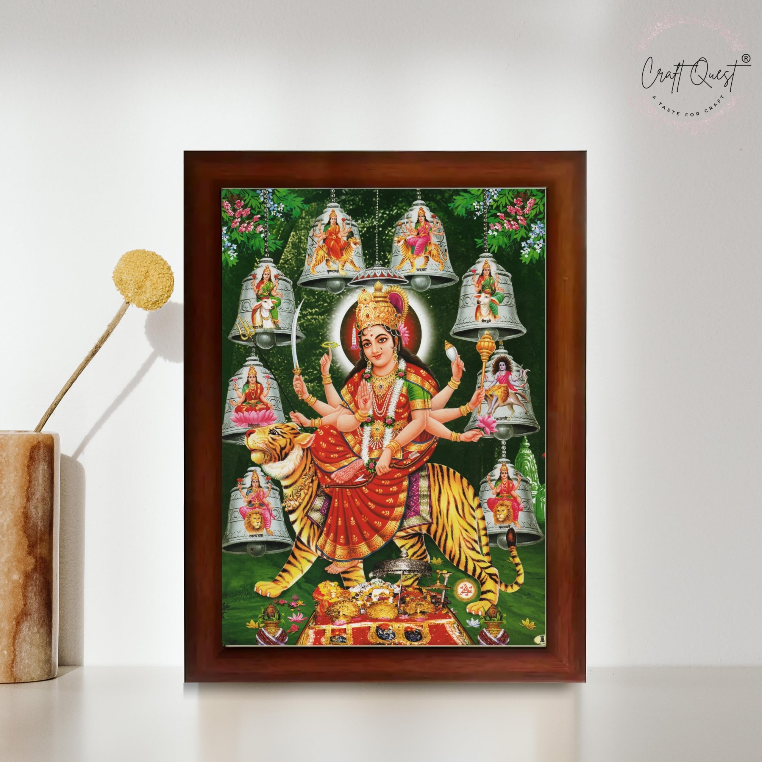 CRAFT QUEST Durga Maa Mata Goddess Nav Navadurga Navdurga Wall Painting Framed Home Decor
