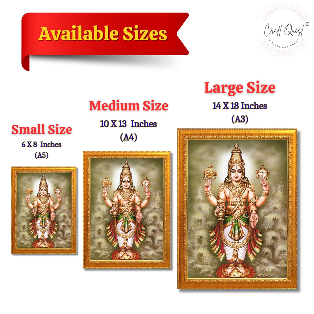 CRAFT QUEST Lord Dhanvantari Dhanwantri Wall Painting Photo Framed For Home, Pooja, Temple, Gift, Wall Décor Item