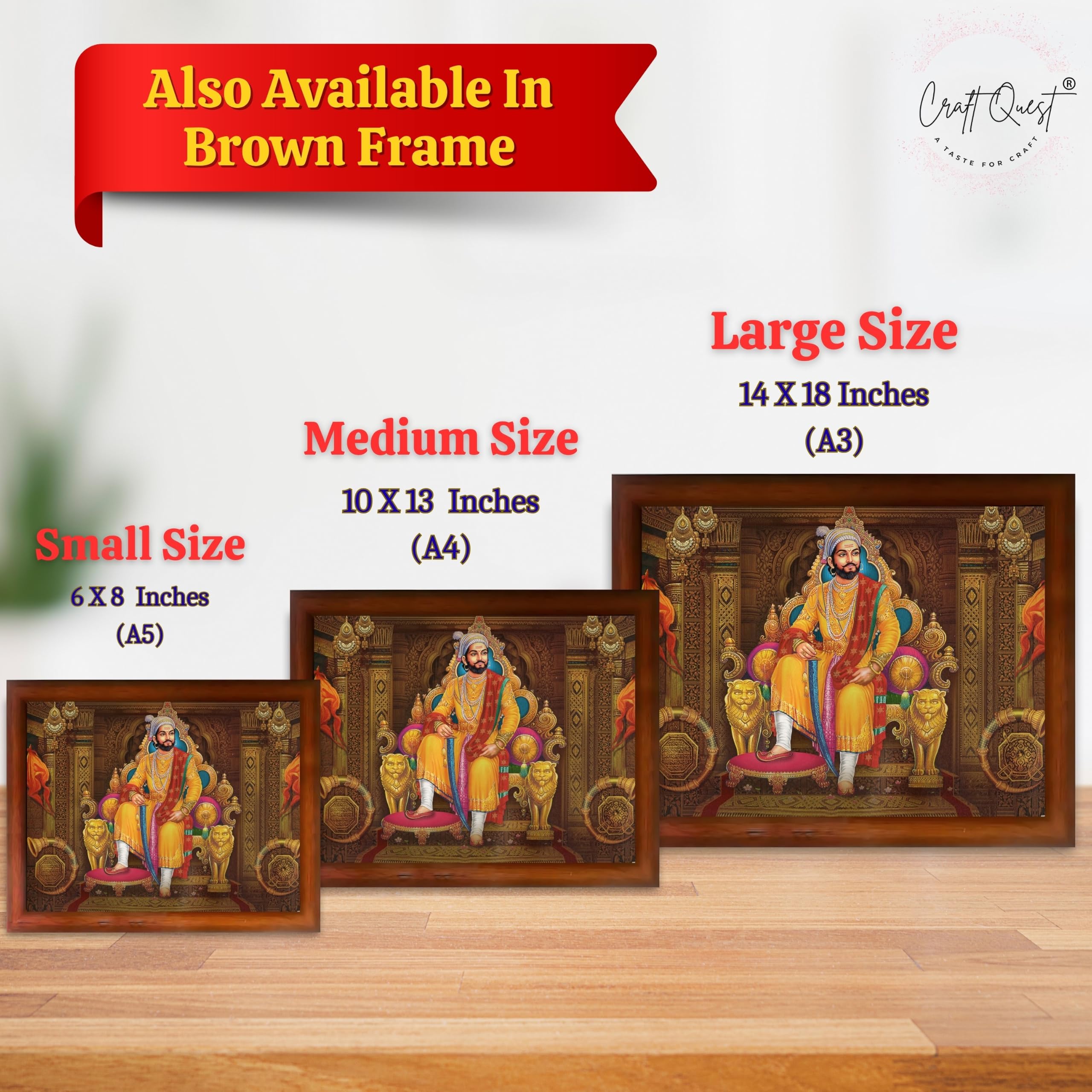 CRAFT QUEST Chhatrapati Shivaji Maharaj Wall Photo Frame | Lightweight | Home Decoration Item | Indian Historic Classic Painting Wall Art Best Gifting Option