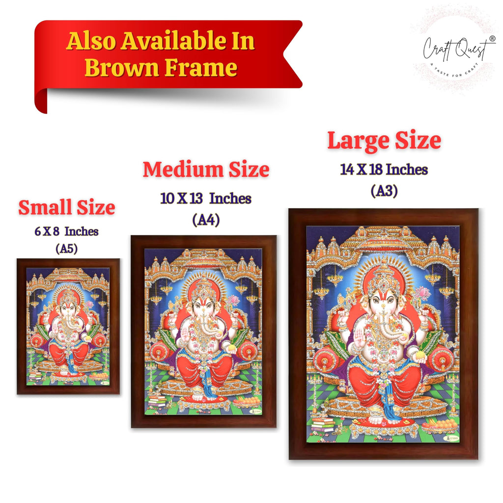 CRAFT QUEST Lord Ganpati Modern Wall Art Painting With Frame For Pooja, Home and Office Decor