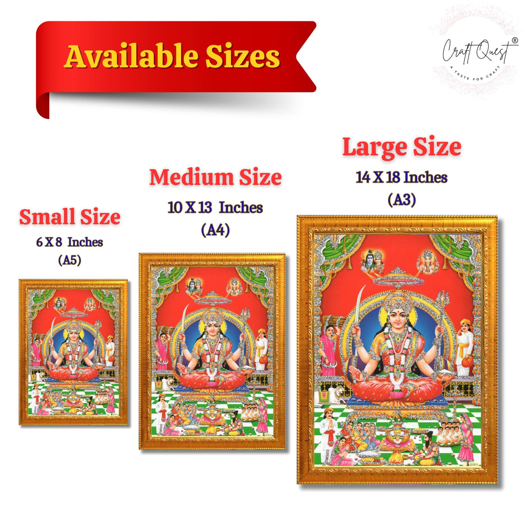 CRAFT QUEST Maa Santoshi Wooden Photo Frame With Acrylic Sheet For Worship/Pooja