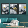 CRAFT QUEST Abstract Art Geometric Figures Decorative Murals | Set of 3 Frames for Home Decoration | Ideal for Living Room, Bedroom & Offices