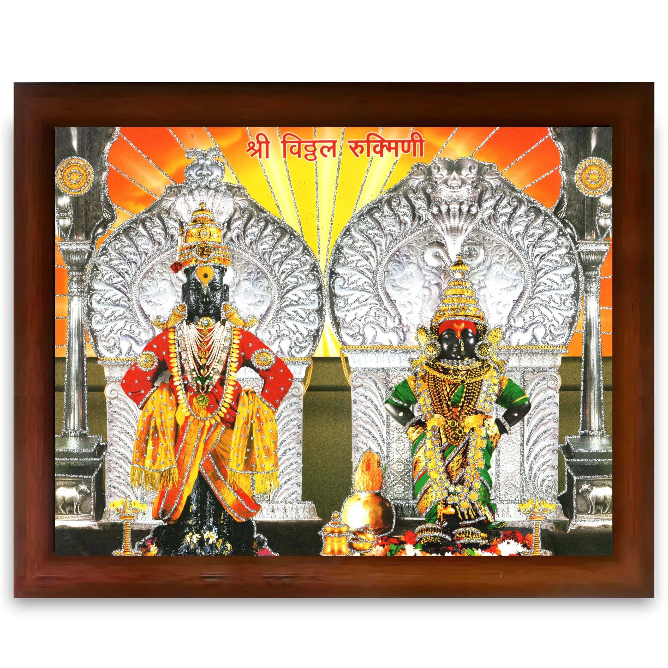 CRAFT QUEST Shri Vitthal Rukmini Photo Frame with Acrylic Sheet Wall Hanging/Gift/Temple/puja Room/Home Decor Frame