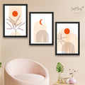 CRAFT QUEST Wall Art Decor Paintings | Set of 3 BOHO Wall Art Frames for Home Decoration | Ideal for Living Room, Bedroom & Office