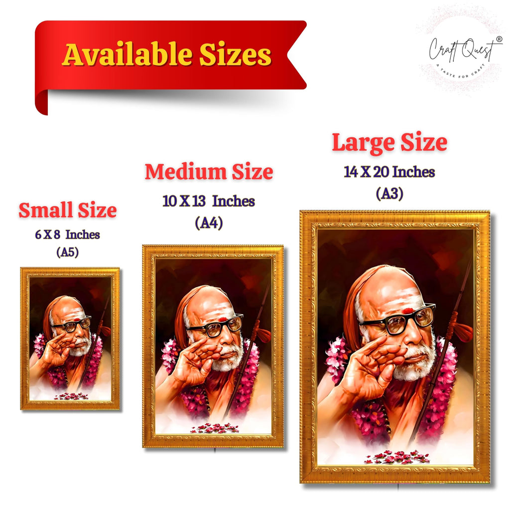CRAFT QUEST Kanchi Maha Periyava Periyavar Periyar Kanji Wall Painting Framed Home Décor