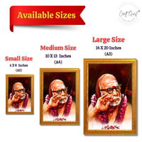 CRAFT QUEST Kanchi Maha Periyava Periyavar Periyar Kanji Wall Painting Framed Home Décor