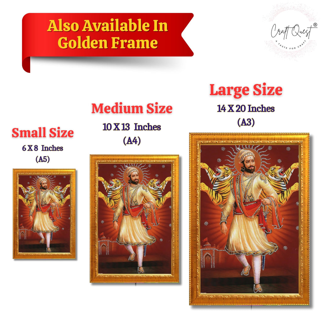 CRAFT QUEST Shivaji Chhatrapati Maharaj Photo Frame | For Living, Pooja Room | Wall Decoration Item | Best Gifting Option