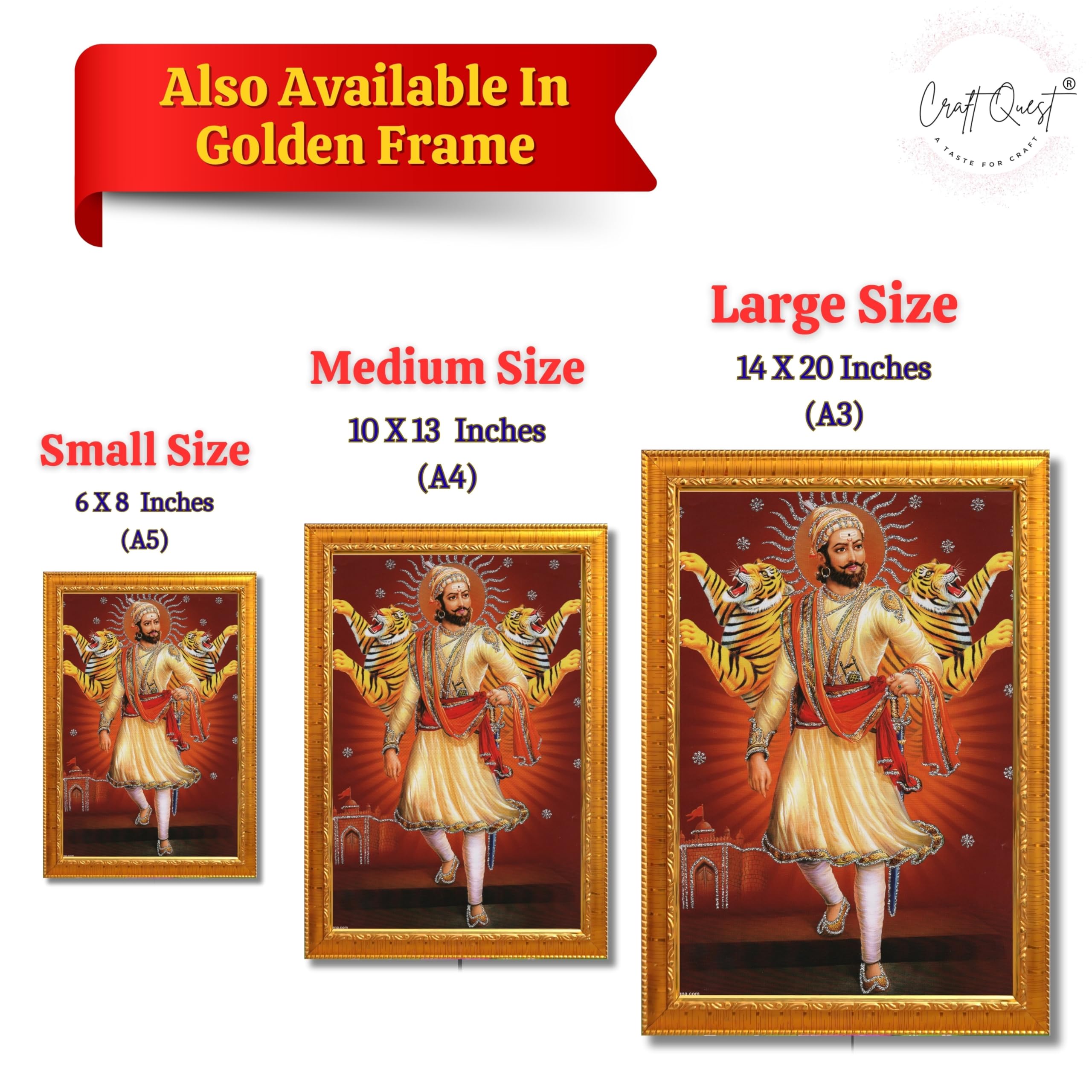 CRAFT QUEST Shivaji Chhatrapati Maharaj Photo Frame | For Living, Pooja Room | Wall Decoration Item | Best Gifting Option