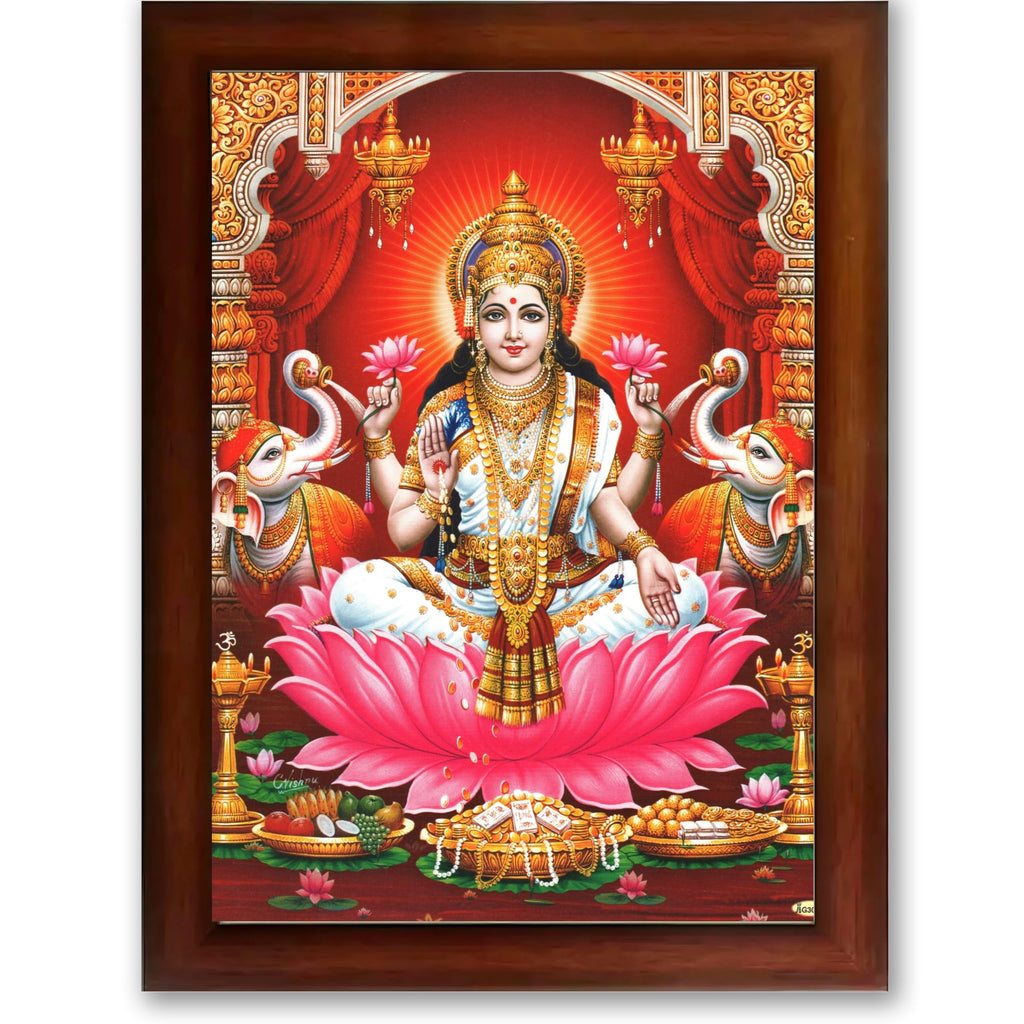CRAFT QUEST Goddess Lakshmi Devi Dhana Vaibhav Laxmi Maa Wall Painting Frame Home Decor