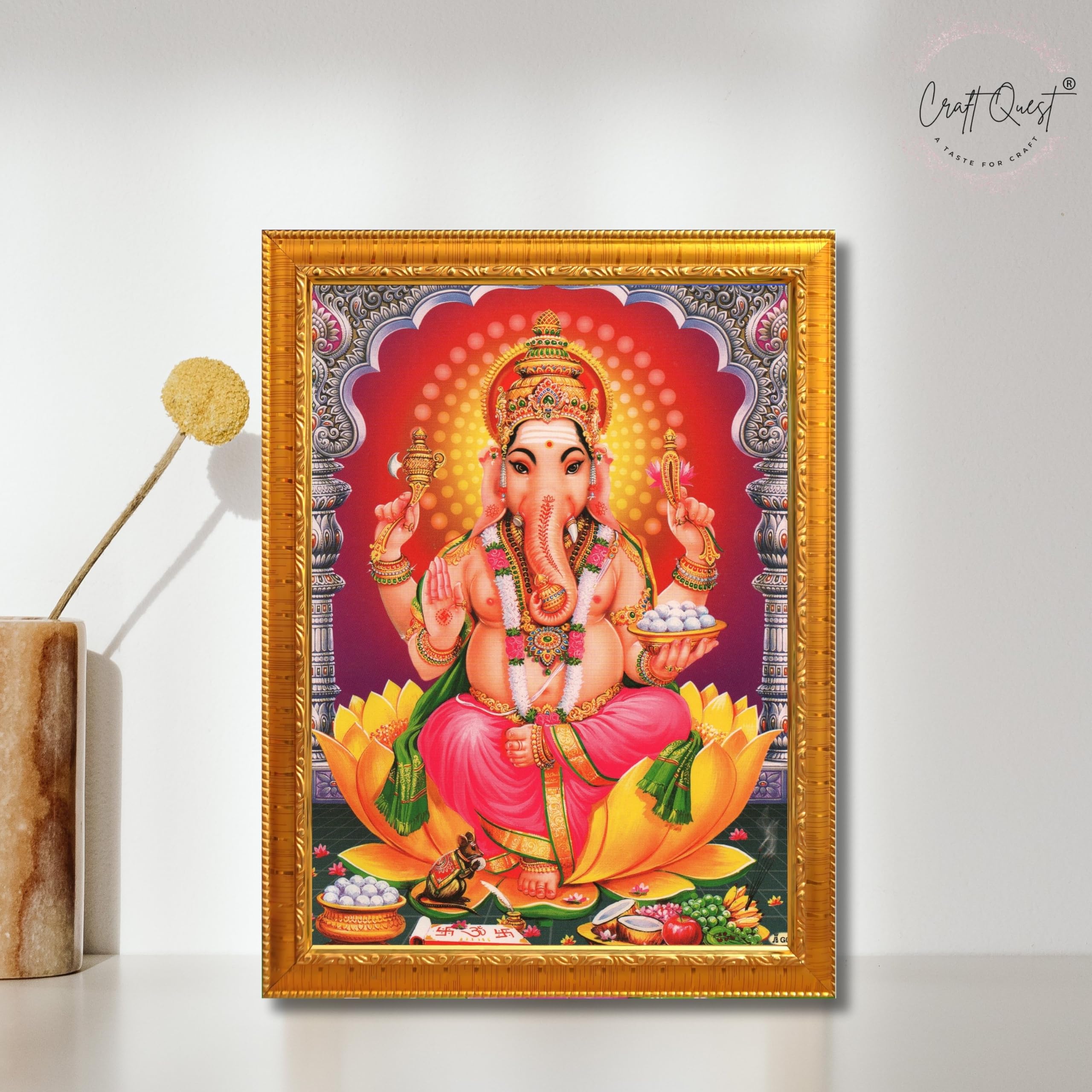 CRAFT QUEST Lord Ganesha Ganesh Ganpati Hanging Wall Painting Framed Home Decor