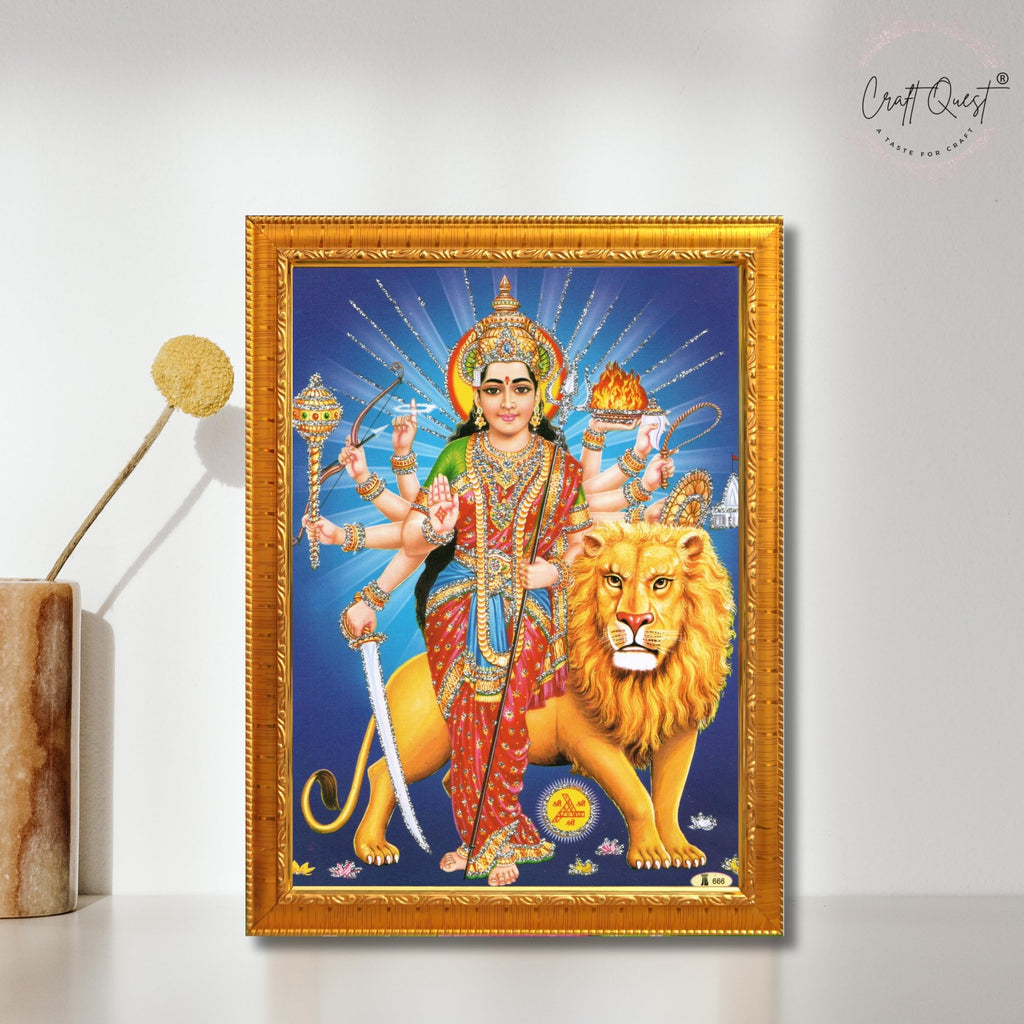 CRAFT QUEST Durga Maa MataJi Goddess Navdurga Wall Painting Framed Home and Pooja Décor