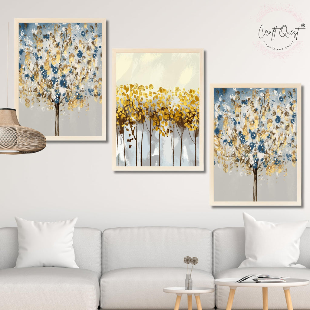 CRAFT QUEST Modern Art 3 SET Paintings Wall Art | Set of 3 Frames for Home Decoration | Ideal for Living Room, Bedroom & Offices