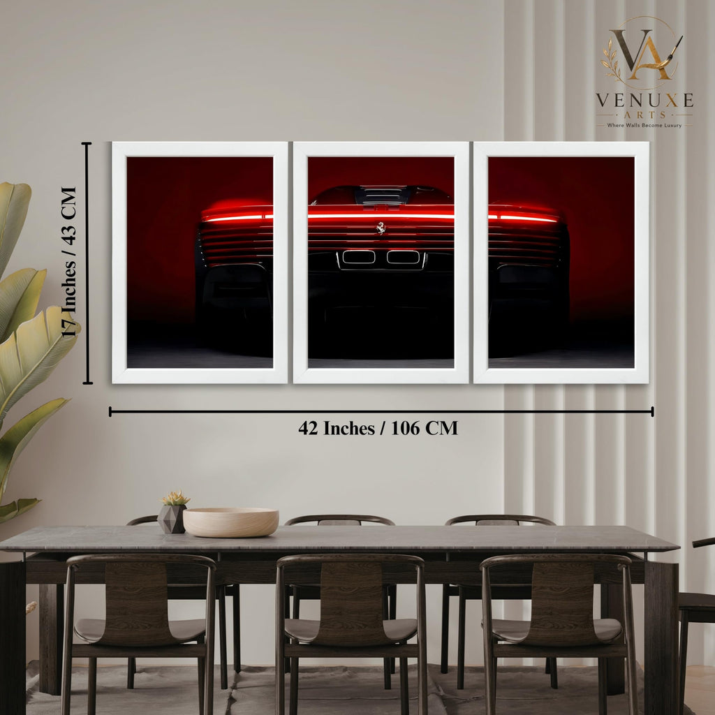 VENUXE ARTS Set Of 3 Big Sports Cars Framed Posters Gift Items for Boys Room Wall Decoration Bedroom Living Room Office Studio Décor | Car Poster Frame for Wall Décor
