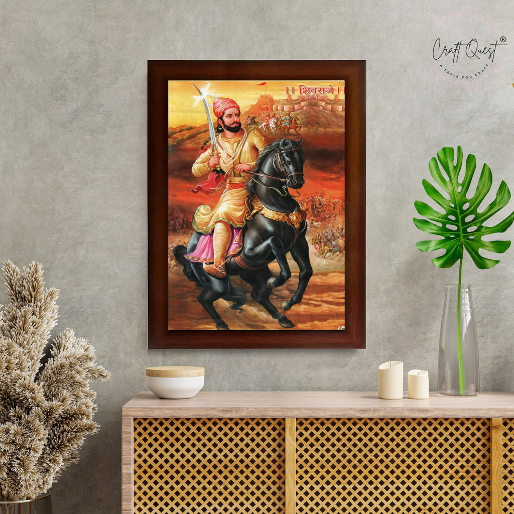 CRAFT QUEST Shivaji Maharaj Wall Photo Frame | For Living, Pooja Room | Home Decoration Item | Best Gifting Option