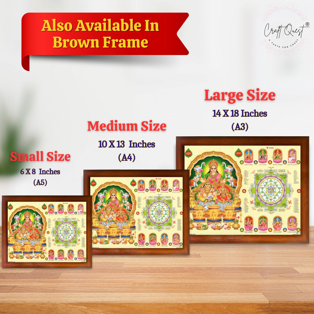 Ashta Lakshmi Devi Laxmi Sri Shri Shree Yantra Wall Painting Framed Home Décor and Ideal Spiritual Gift