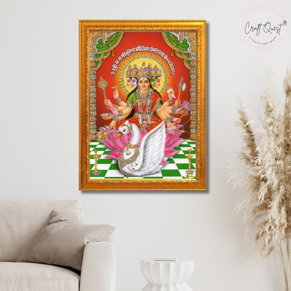 CRAFT QUEST Gayatri Mata Gaytri Gayatridevi Wall Painting Framed Home Decor