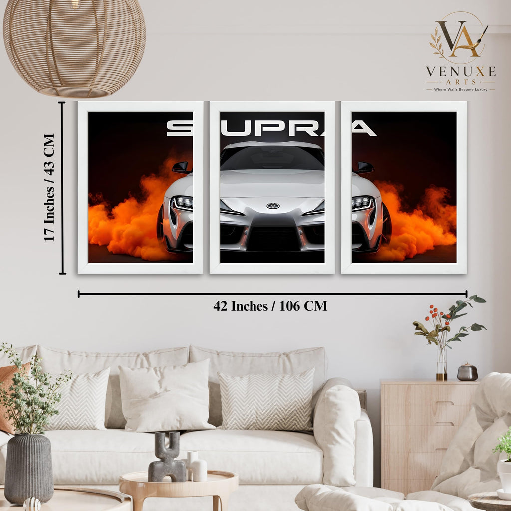 VENUXE ARTS Set Of 3 Big Sports Cars Framed Posters Gift Items for Boys Room Wall Decoration Bedroom Living Room Office Studio Décor | Car Poster Frame for Wall Décor