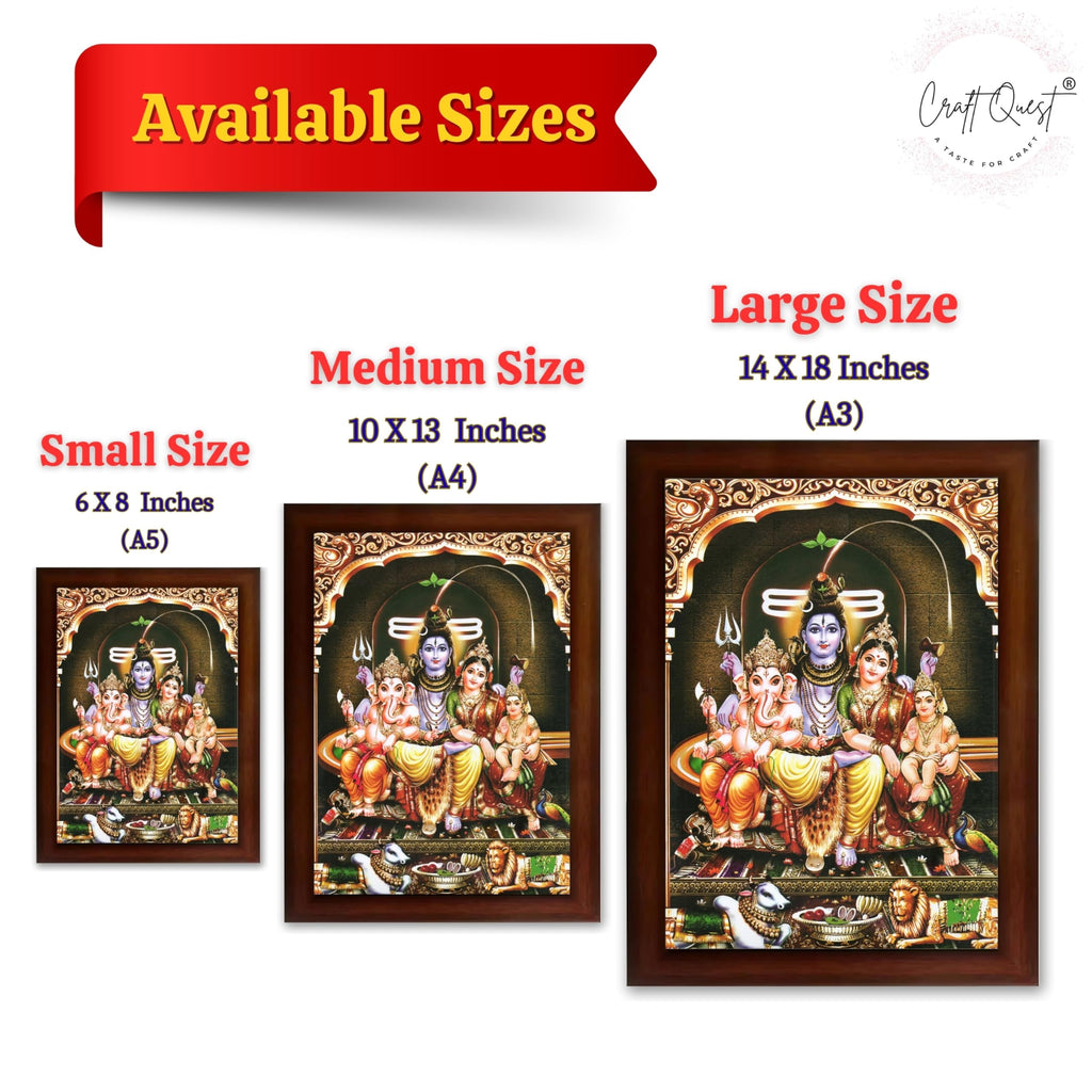 CRAFT QUEST Shiv Parivar Family Photo Frame | Bhole Nath parivar | | Hindu God Spiritual Framed | Ideal for Home, Office, Temple & Puja Room, Wall Decor