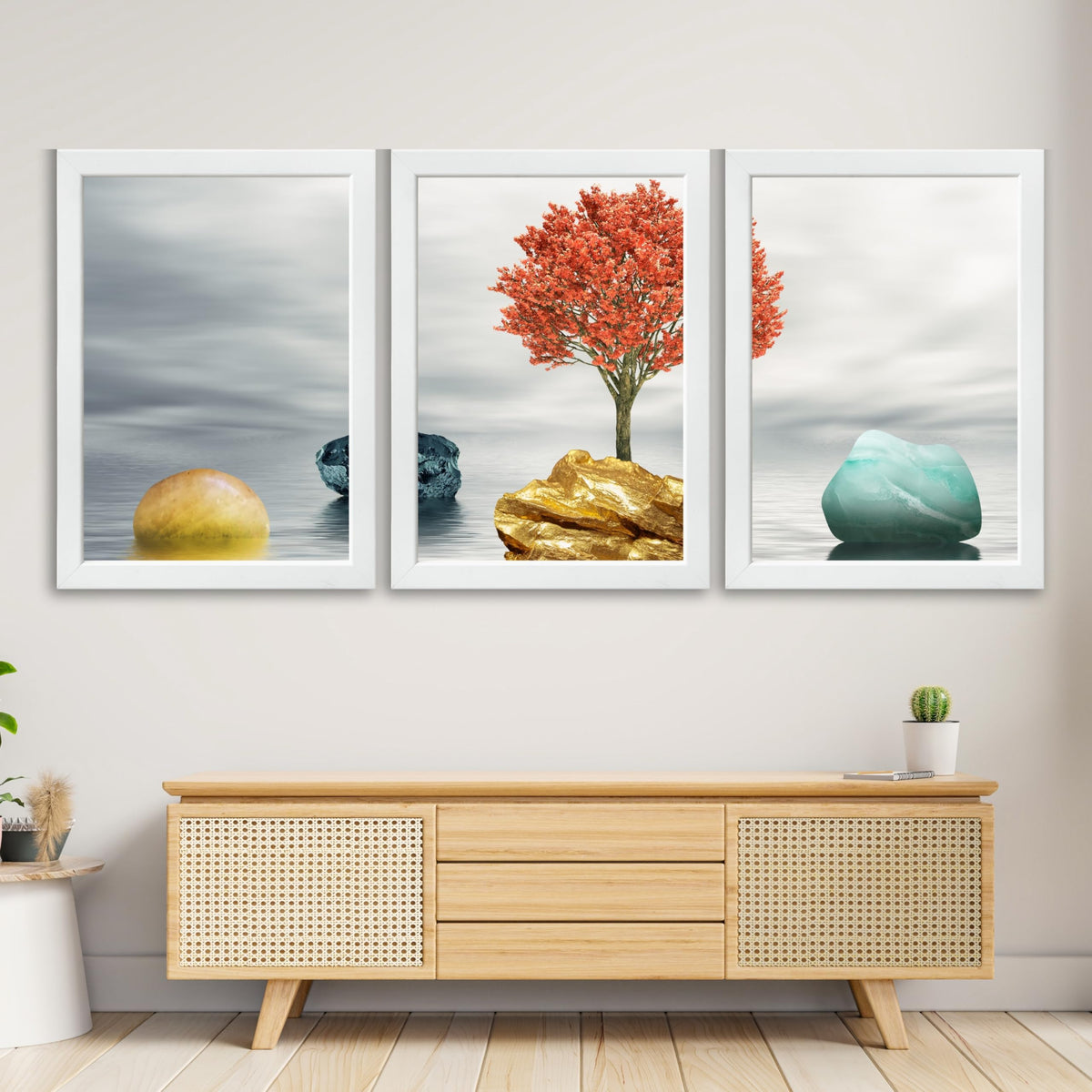 CRAFT QUEST Abstract Three Figure Modern Art | Set of 3 Frames for Home Decoration | Ideal for Living Room, Bedroom & Offices